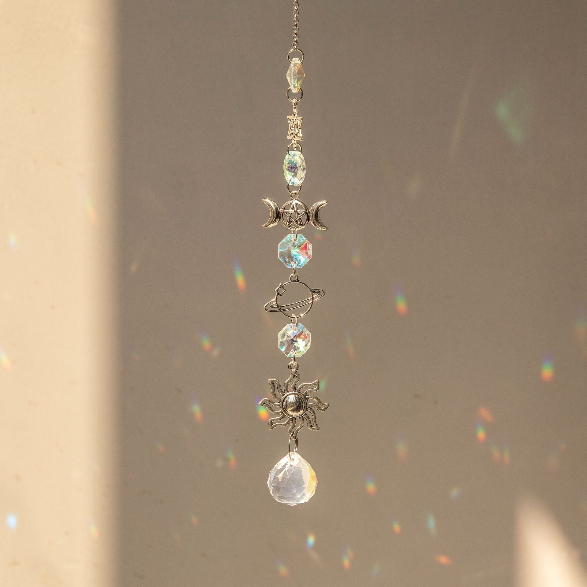 Wholesale Silver Planet Galaxy Sun Moon Star Crystal Sun Catcher Pendant